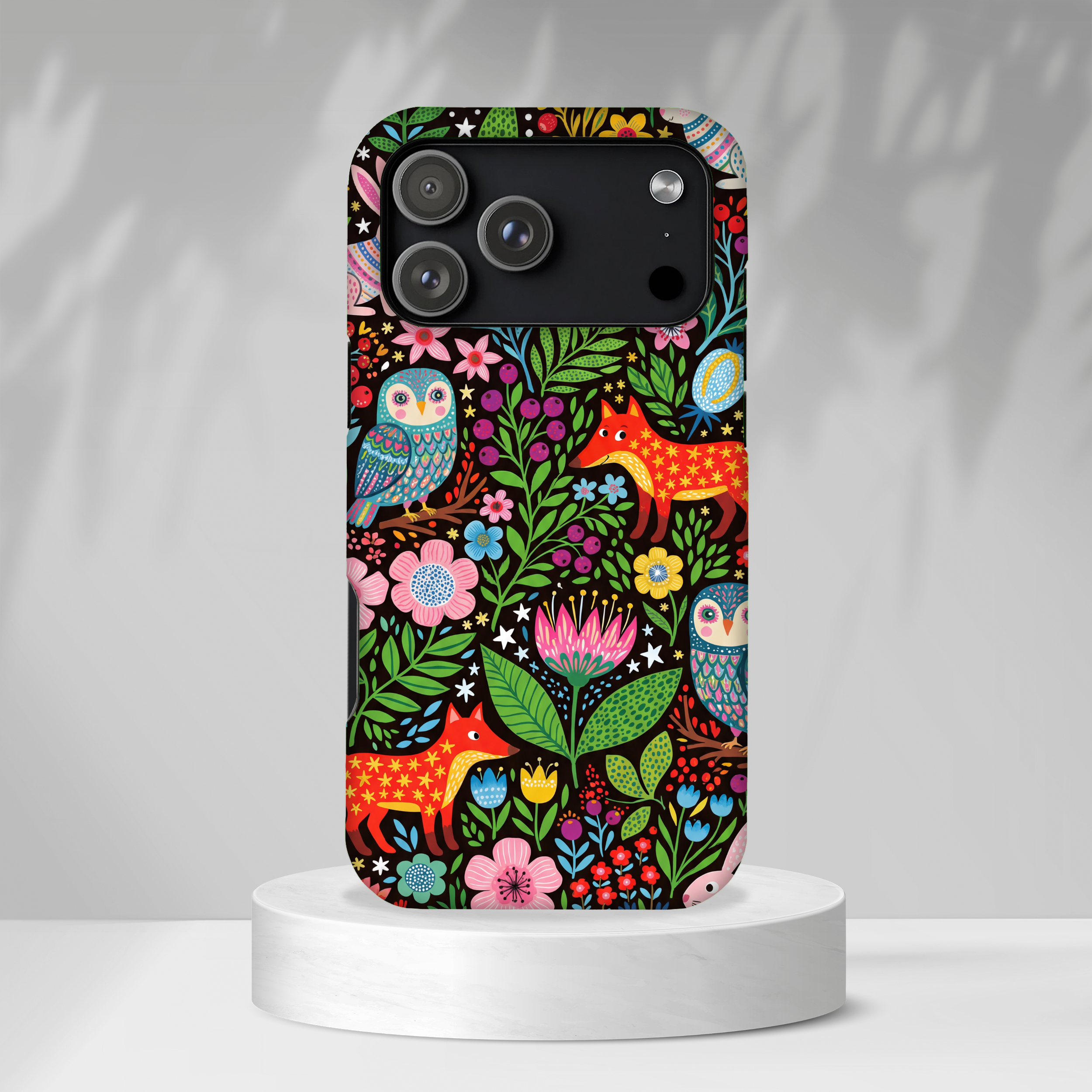 Floral Woodland iPhone Case | Colourful Fox & Owl Protective Cover