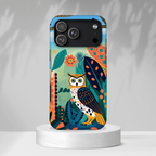 Custodia iPhone Gufo Colorato con Motivo Botanico Forestale