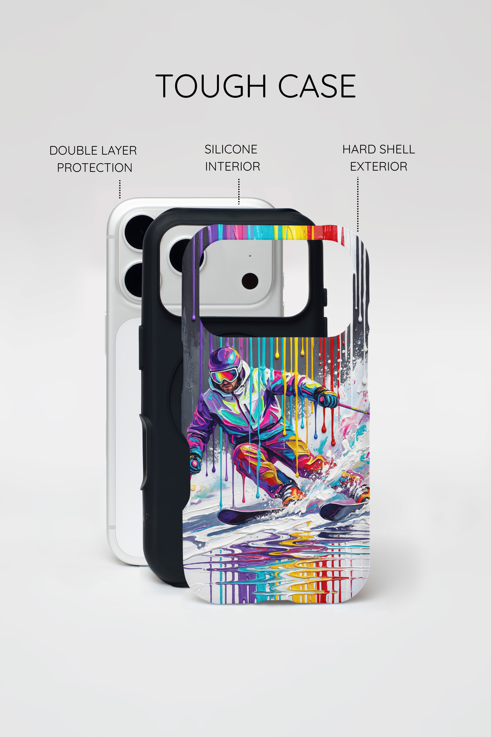 Colourful Skiing Drip Art Tough iPhone Case