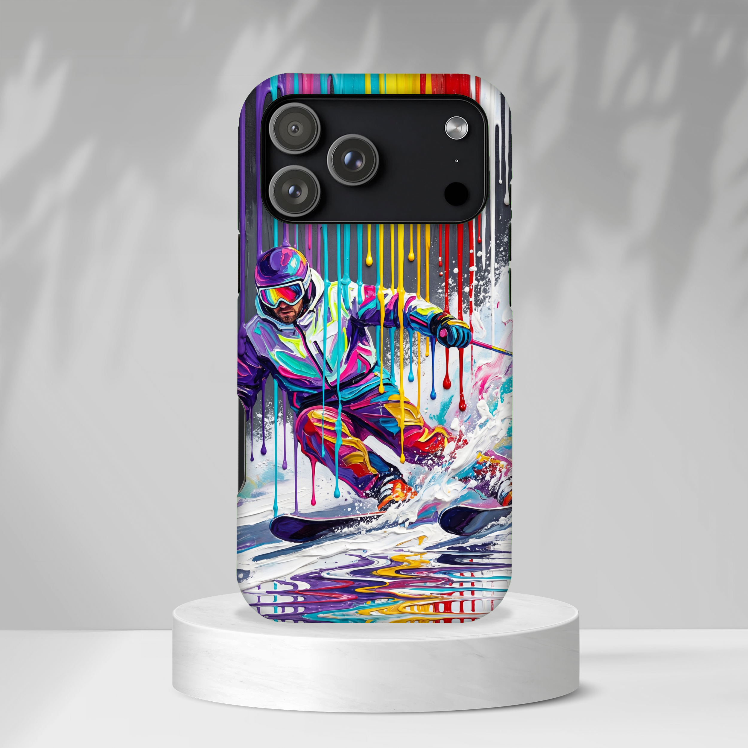 Colourful Skiing Drip Art Tough iPhone Case