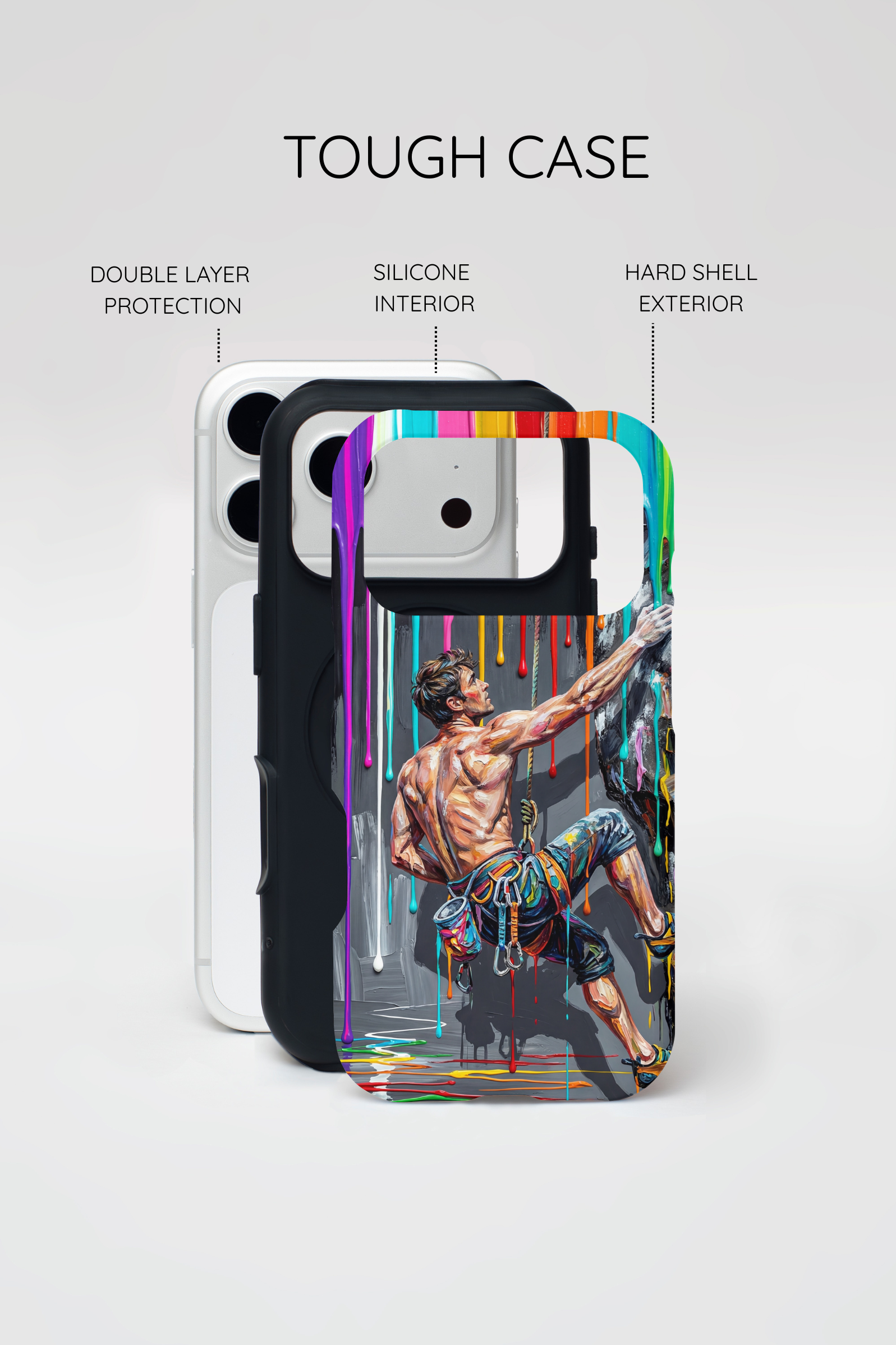 Colourful Rock Climber Art Protective iPhone Case