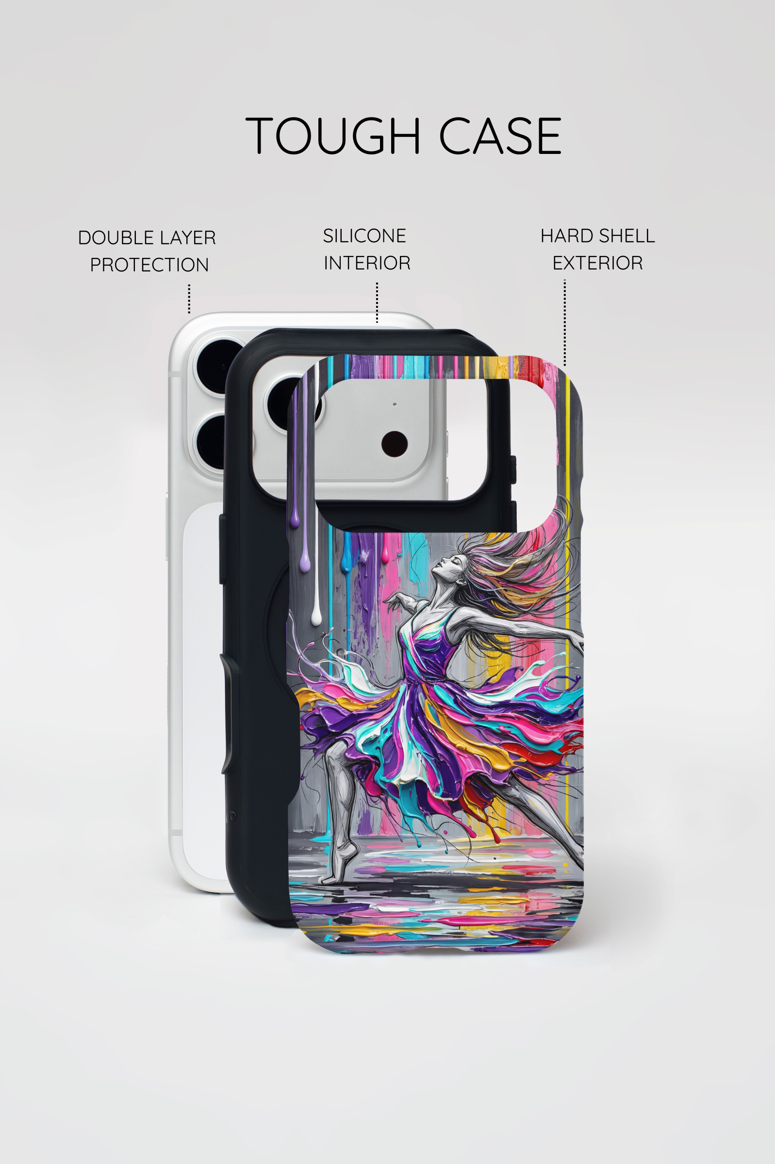 Colorful Dancer Tough MagSafe iPhone Case | Vibrant Drip Art Protective Cover