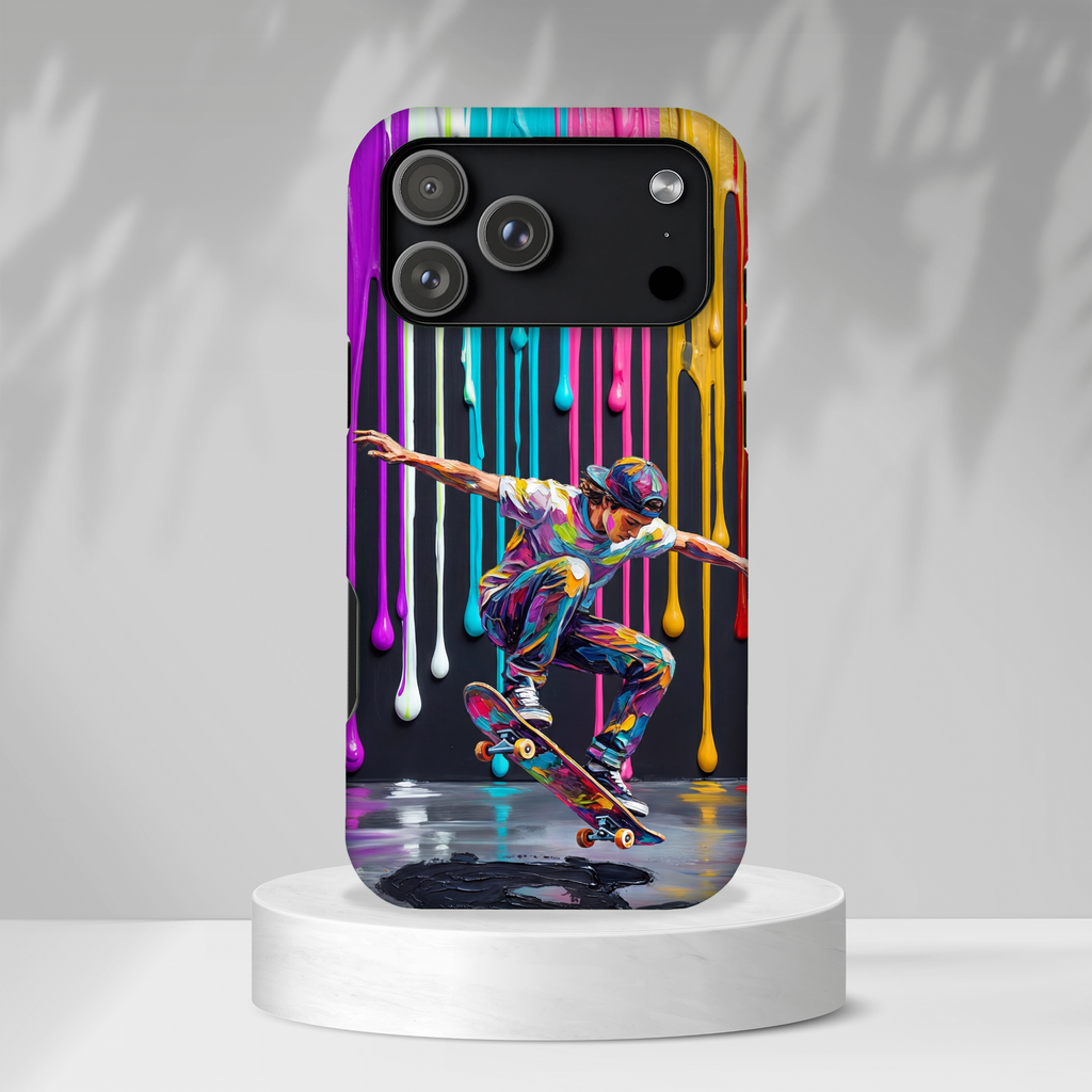 Colourful Drip Art Skateboarder Splash MagSafe iPhone Case