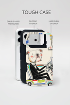 Bulldog Driver iPhone Case | Cute Retro Dog Illustration