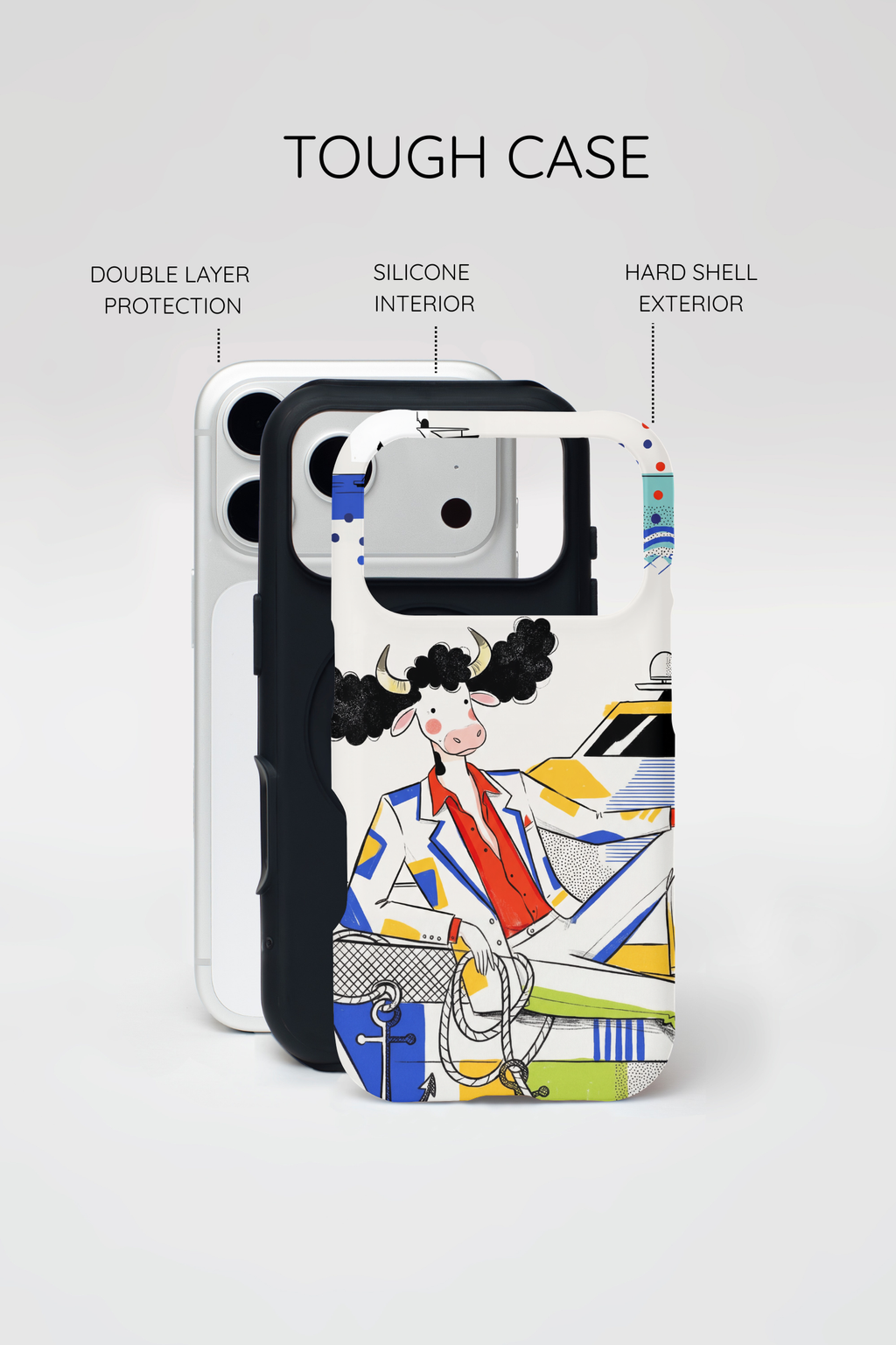 Nautical Cow Graphic Protective iPhone Case