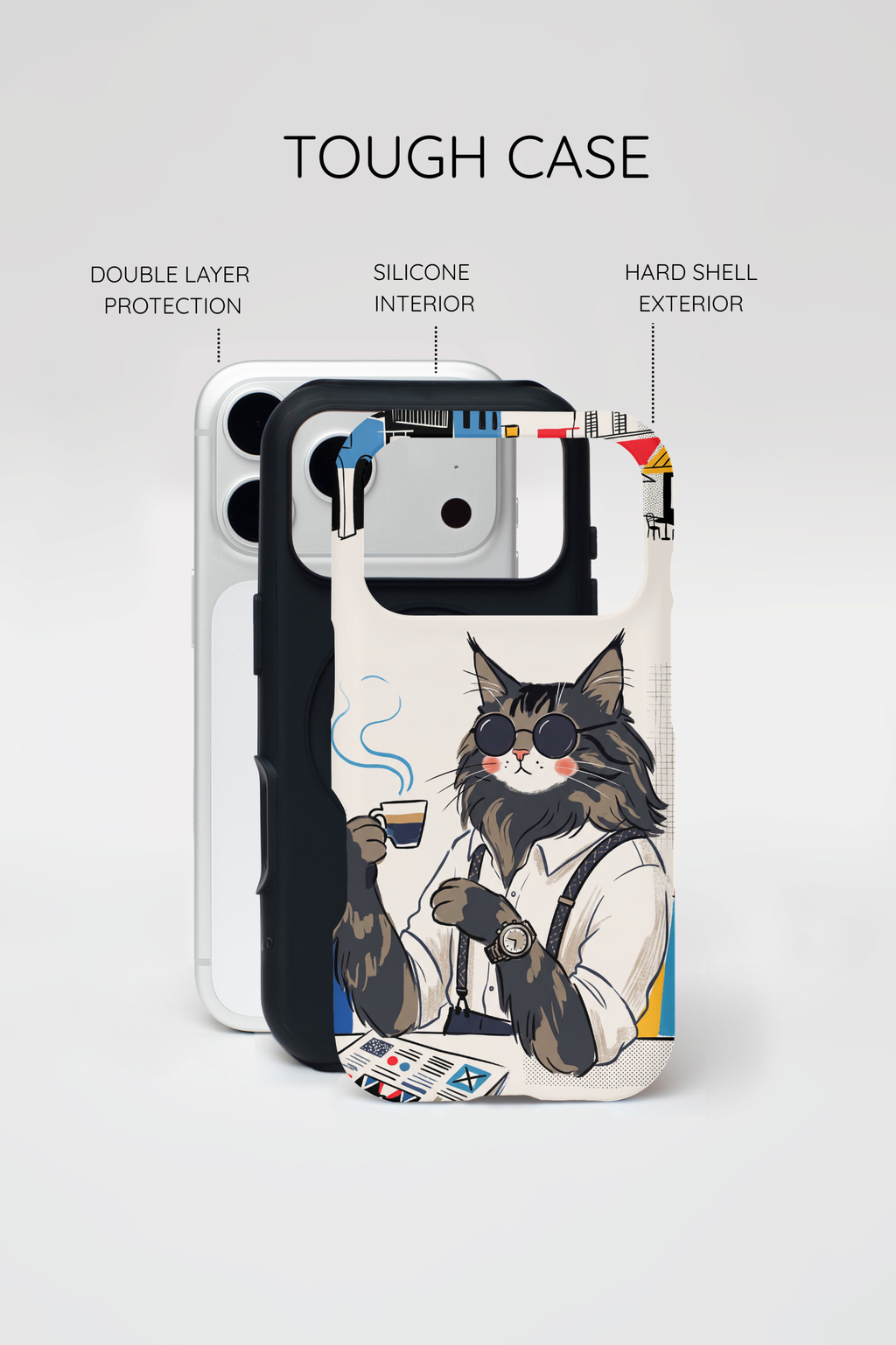 Cat Barista iPhone Case | Cool Cat in Sunglasses Coffee Shop Design