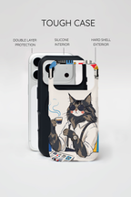 Cat Barista iPhone Case | Cool Cat in Sunglasses Coffee Shop Design