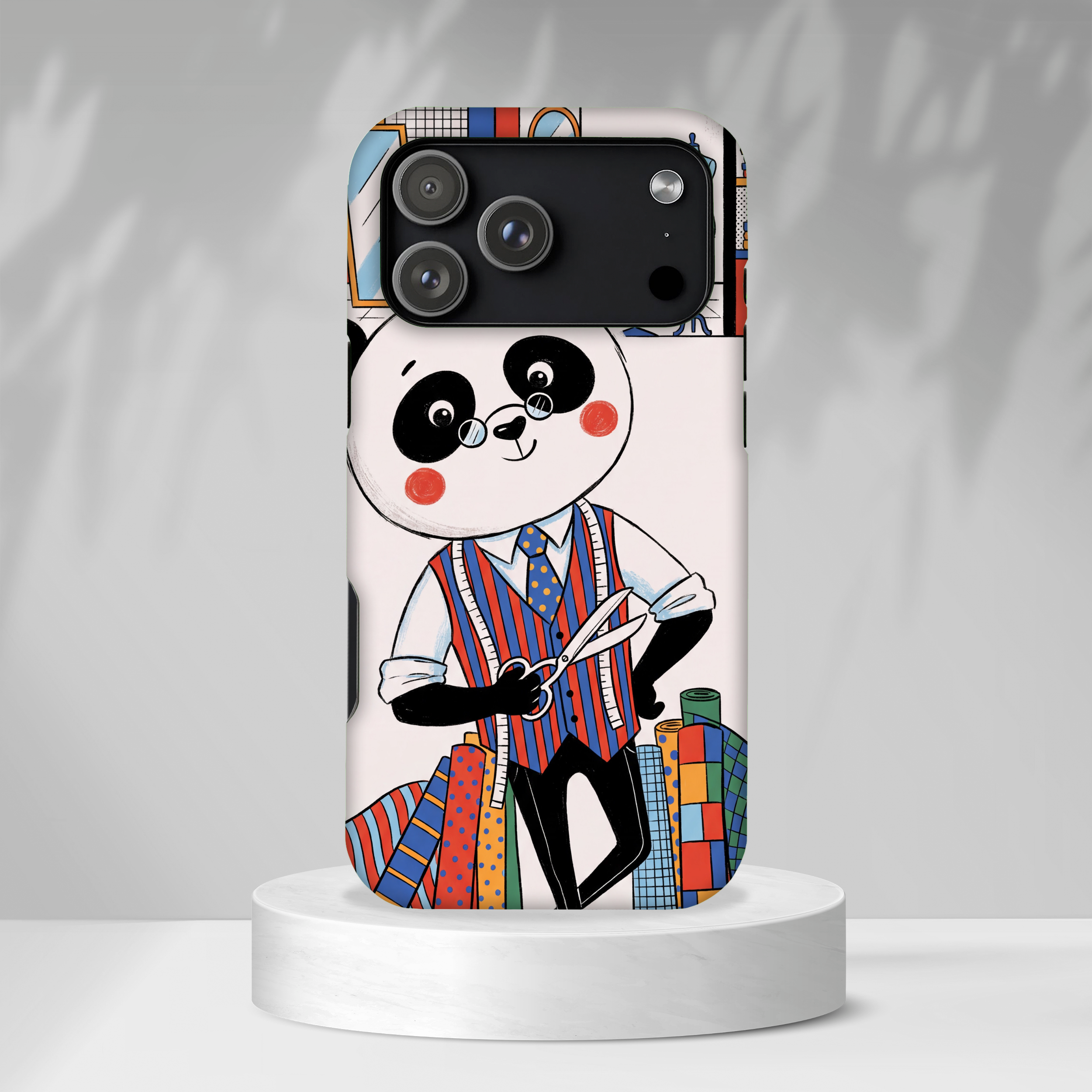 Panda Tailor iPhone Case | Cute Seamstress Cartoon