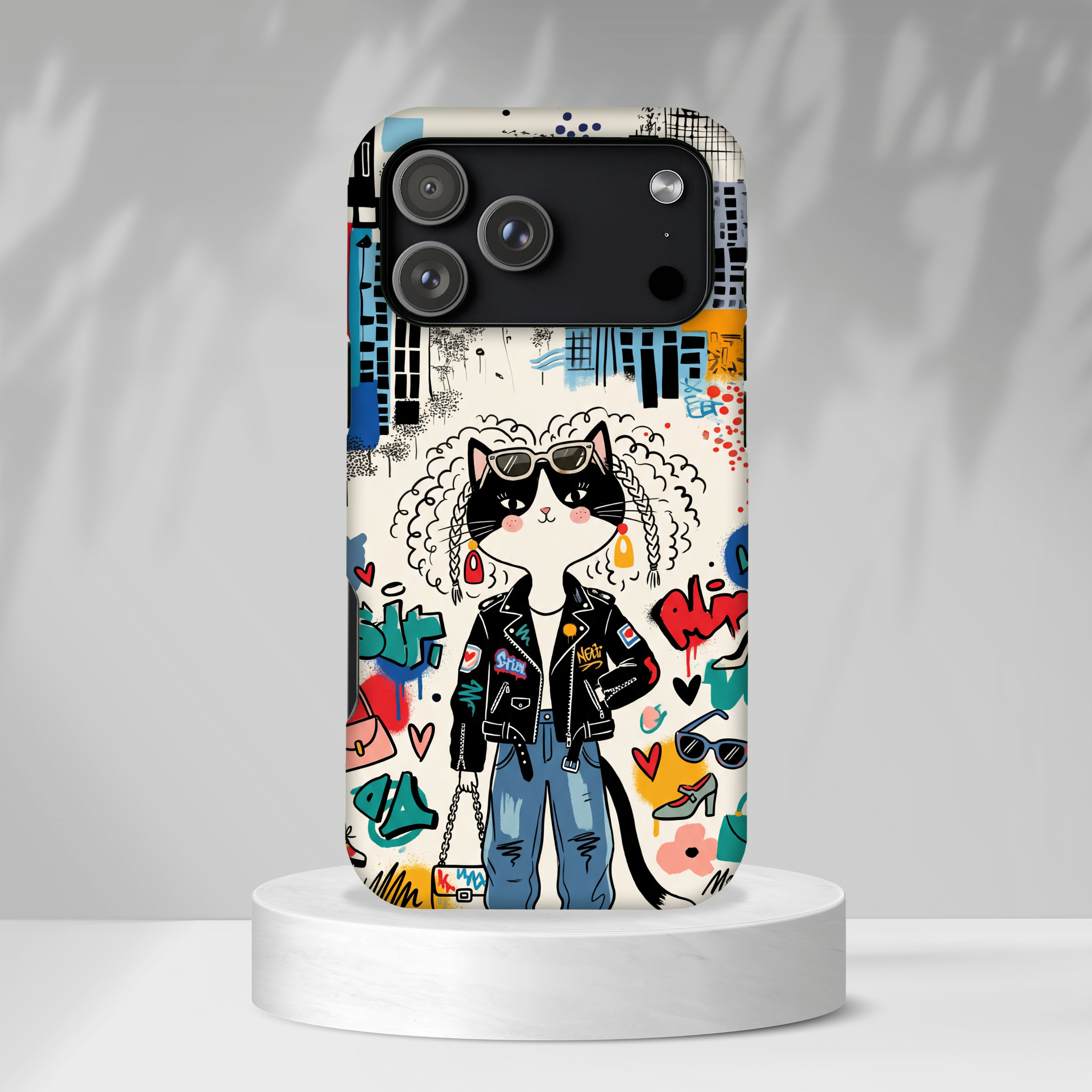 Punk City Cat Graffiti Design iPhone Case