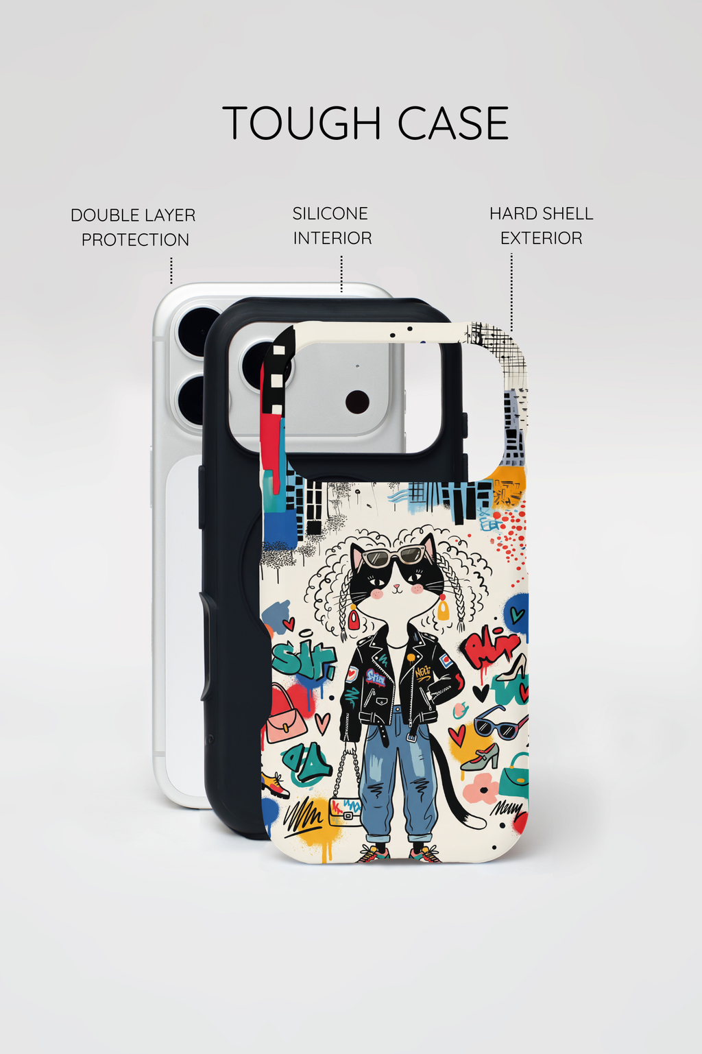 Punk City Cat Graffiti Design iPhone Case