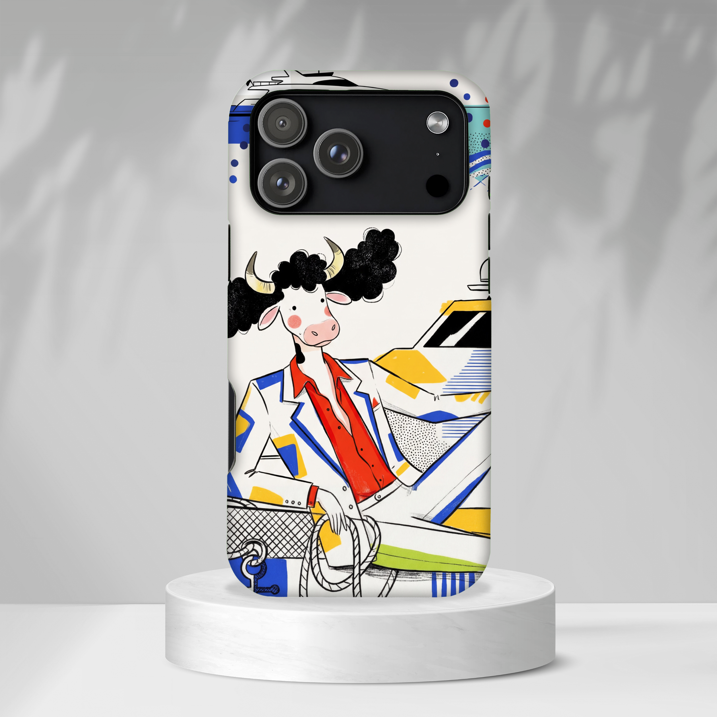 Nautical Cow Graphic Protective MagSafe iPhone Case