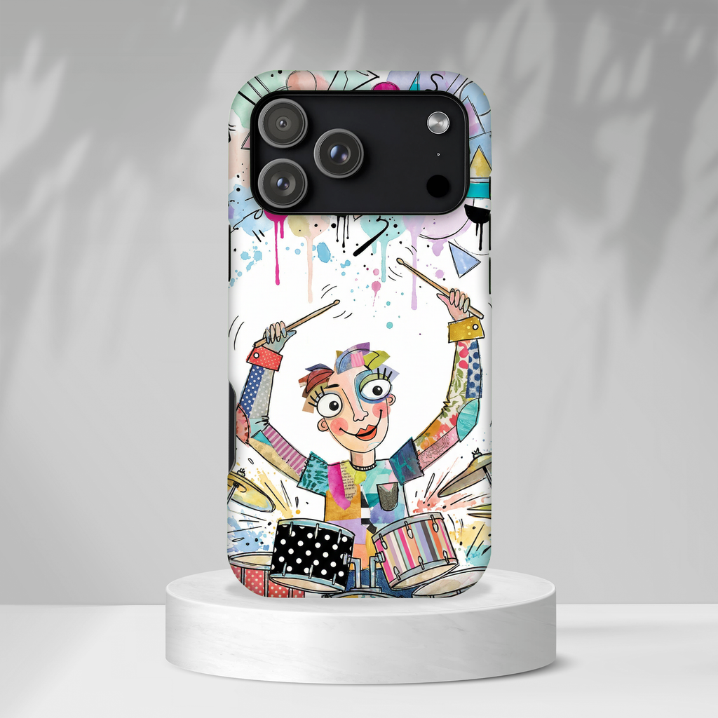Drummer Boy iPhone Case | Colorful Cartoon Drum Kit Protective Cover