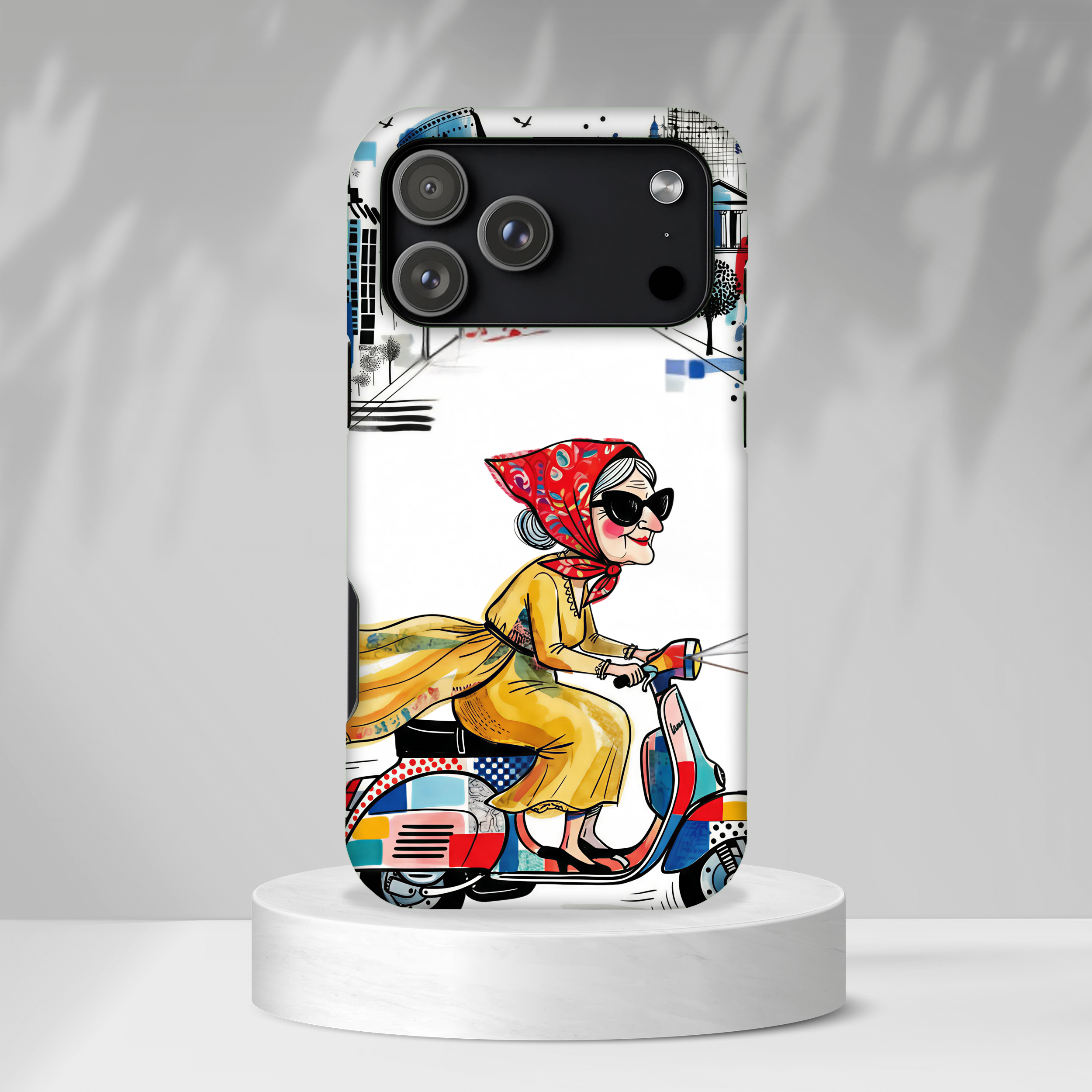 Vintage Vespa Granny iPhone Case | Retro Scooter Travel iPhone Cover