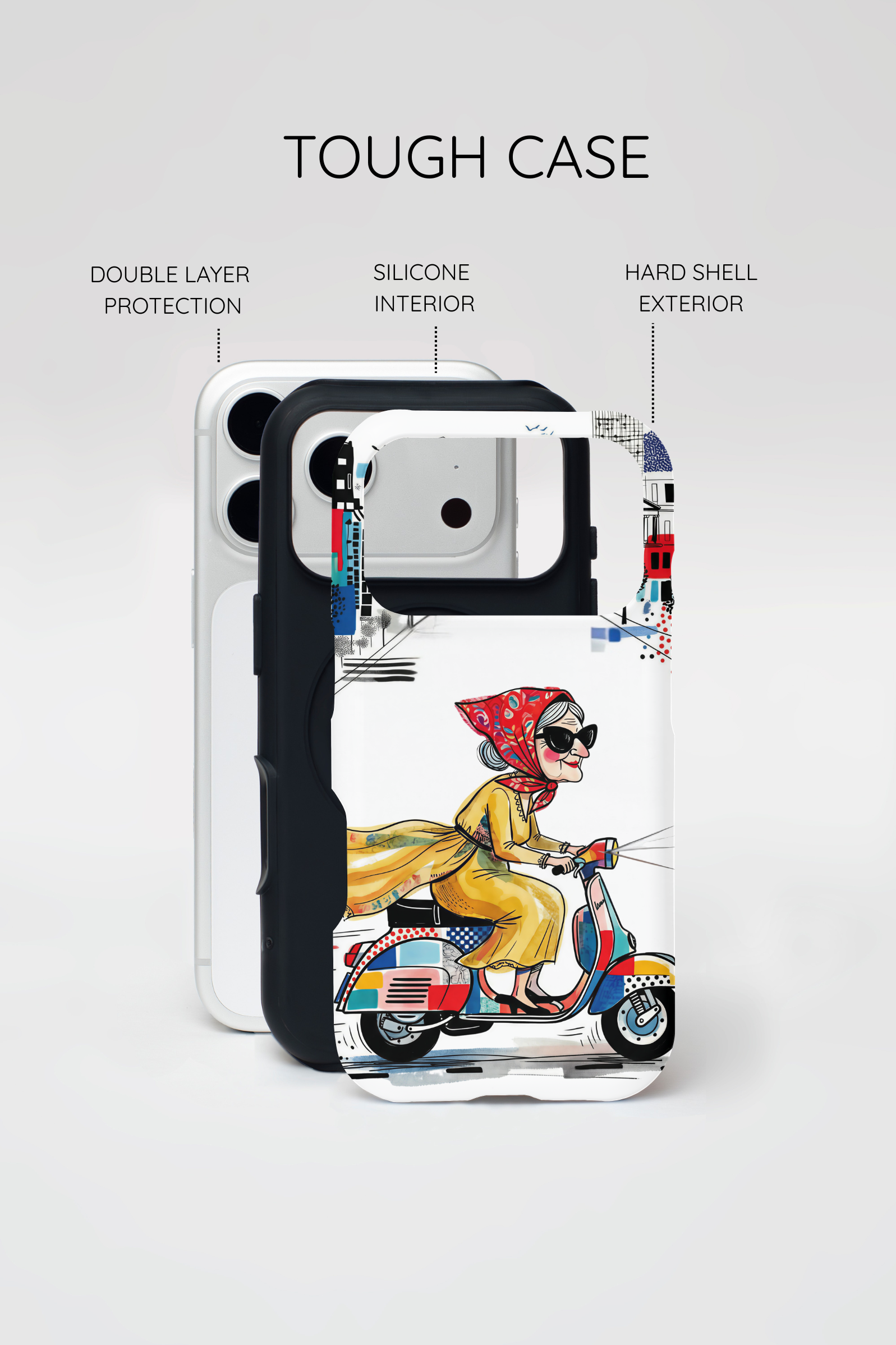 Vintage Vespa Granny MagSafe iPhone Case | Retro Scooter Travel iPhone Cover