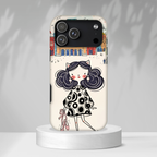 Cute Parisian Cat Girl MagSafe iPhone Case | Ballet Slippers Illustration Tough Case