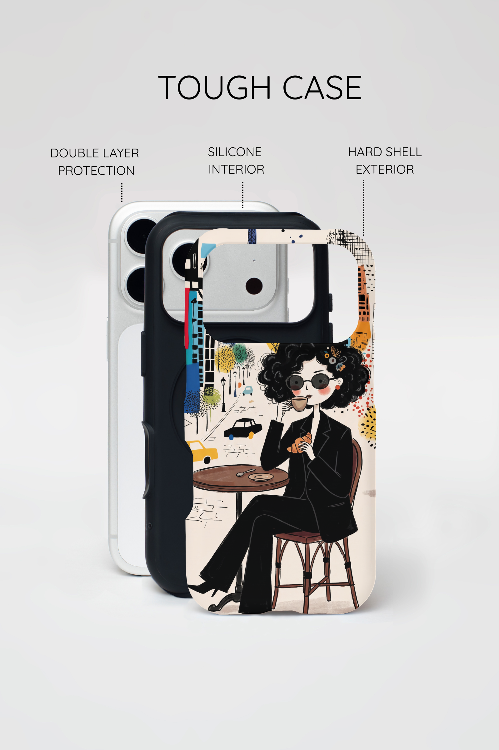 Paris Cafe Chic iPhone Case | Stylish Woman Illustration iPhone Cover