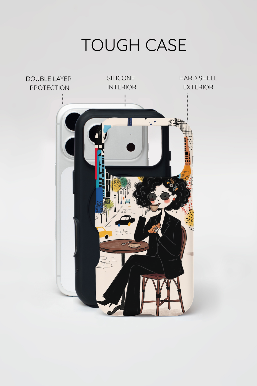 Paris Cafe Chic MagSafe iPhone Case | Stylish Woman Illustration iPhone Cover