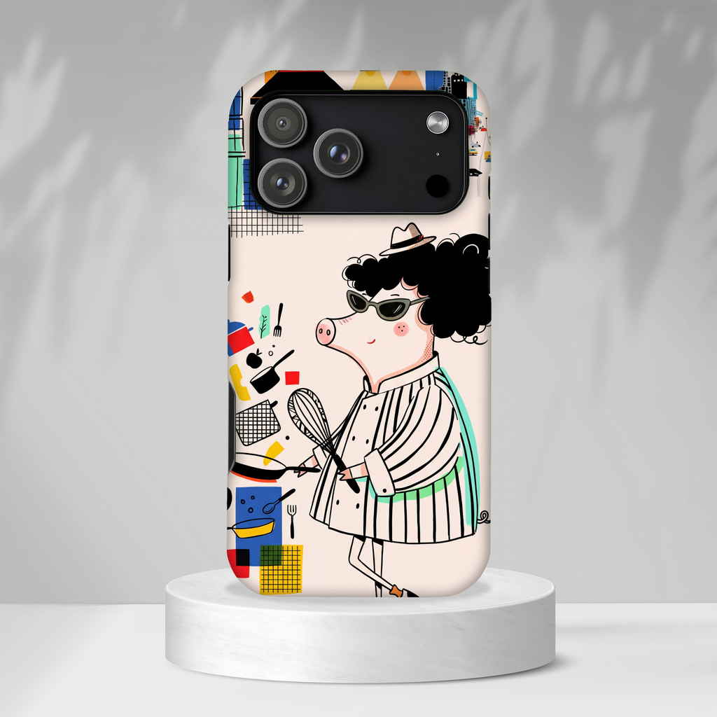Cute Chef Pig MagSafe iPhone Case | Quirky Cartoon Kitchen Art Tough Case