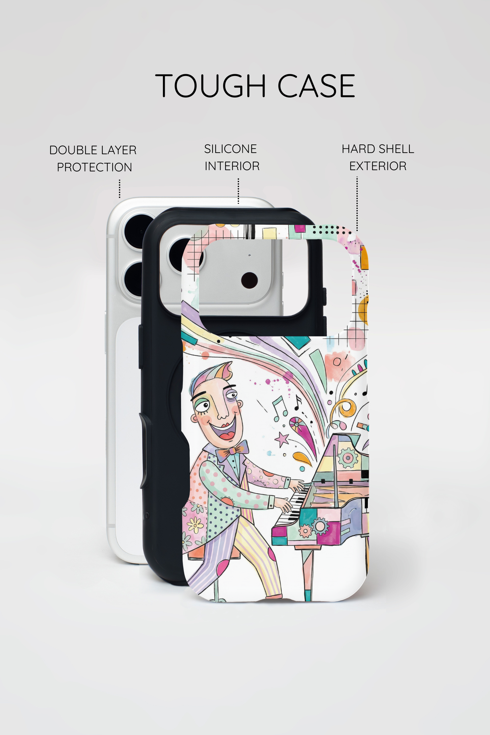 Musical Pianist MagSafe iPhone Case | Colorful Whimsical Piano Art