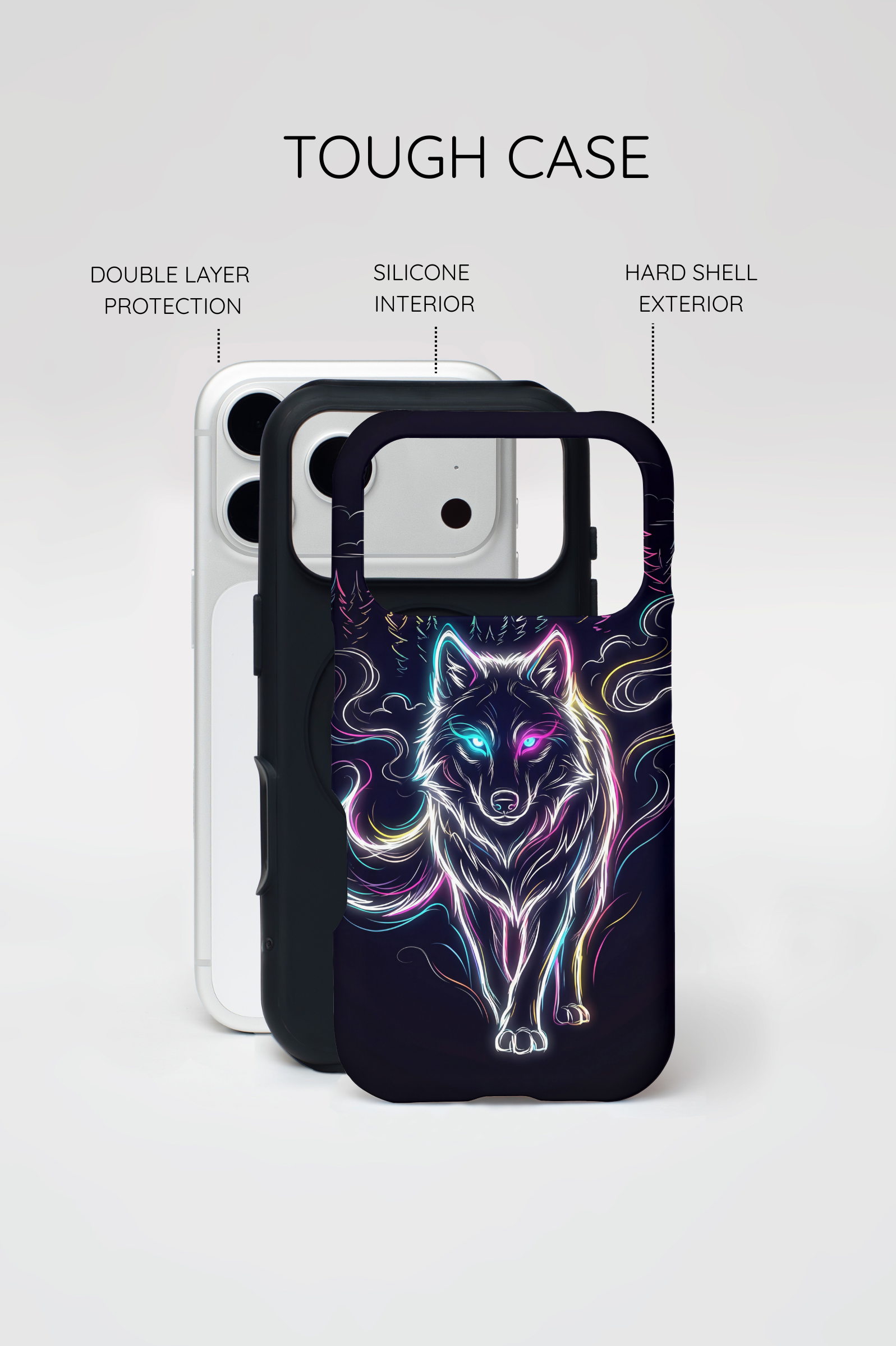 Neon Wolf iPhone Case | Mystic Glow Protective Tough Case