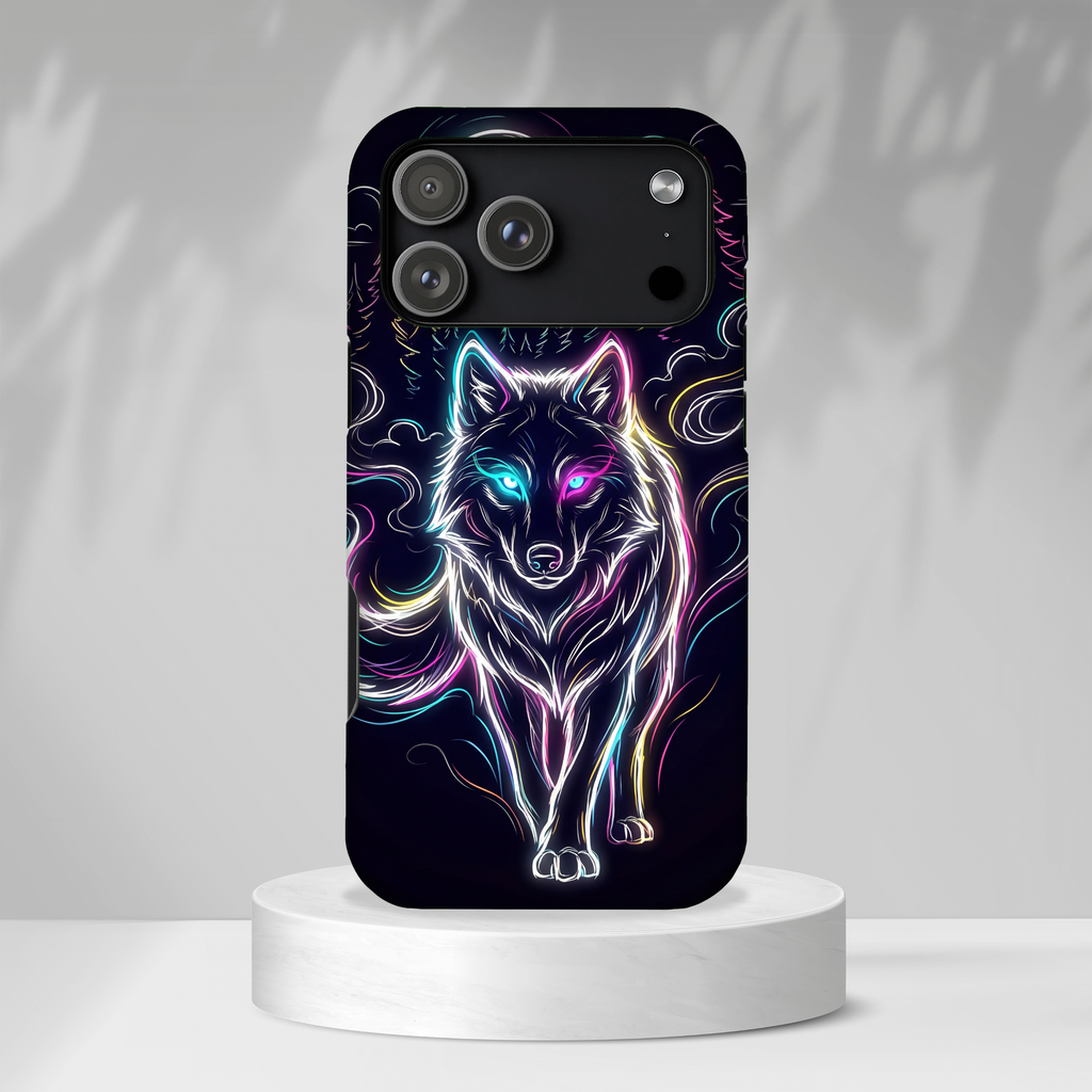 Neon Wolf iPhone Case | Mystic Glow Protective Tough Case