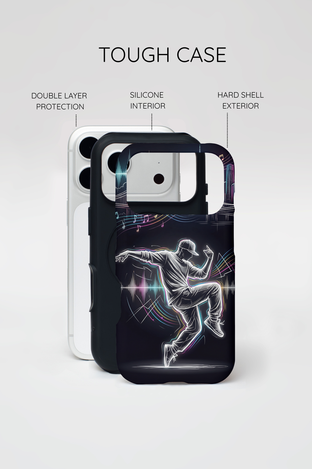 Custodia per iPhone Neon Skyline con Ballerina