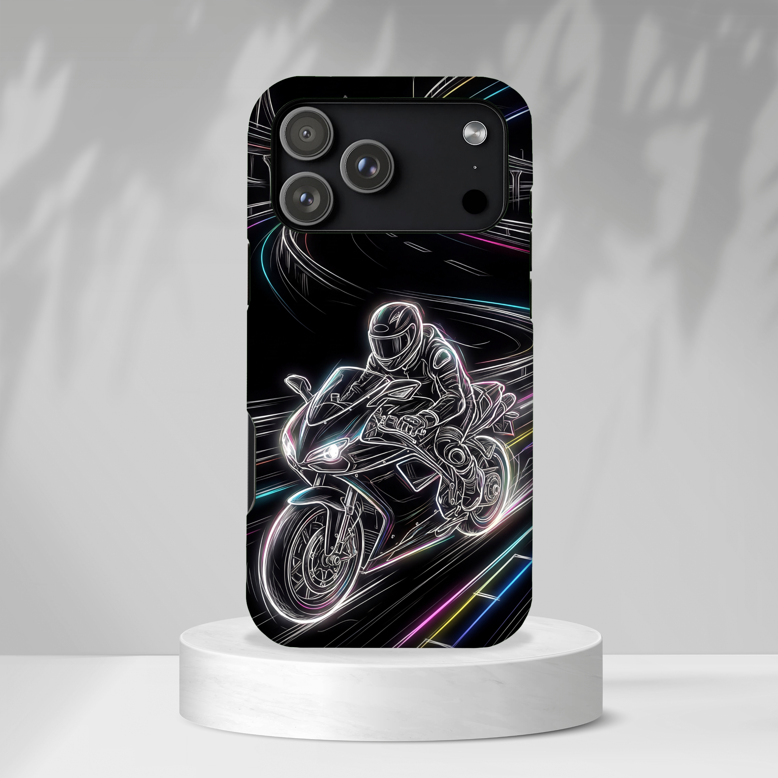 Neon Night Rider iPhone Case | Motorcycle Racing Protective Cover