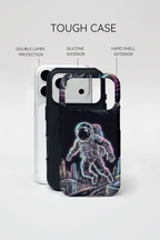 Custodia per iPhone a tema astronauta ed esploratore spaziale al neon