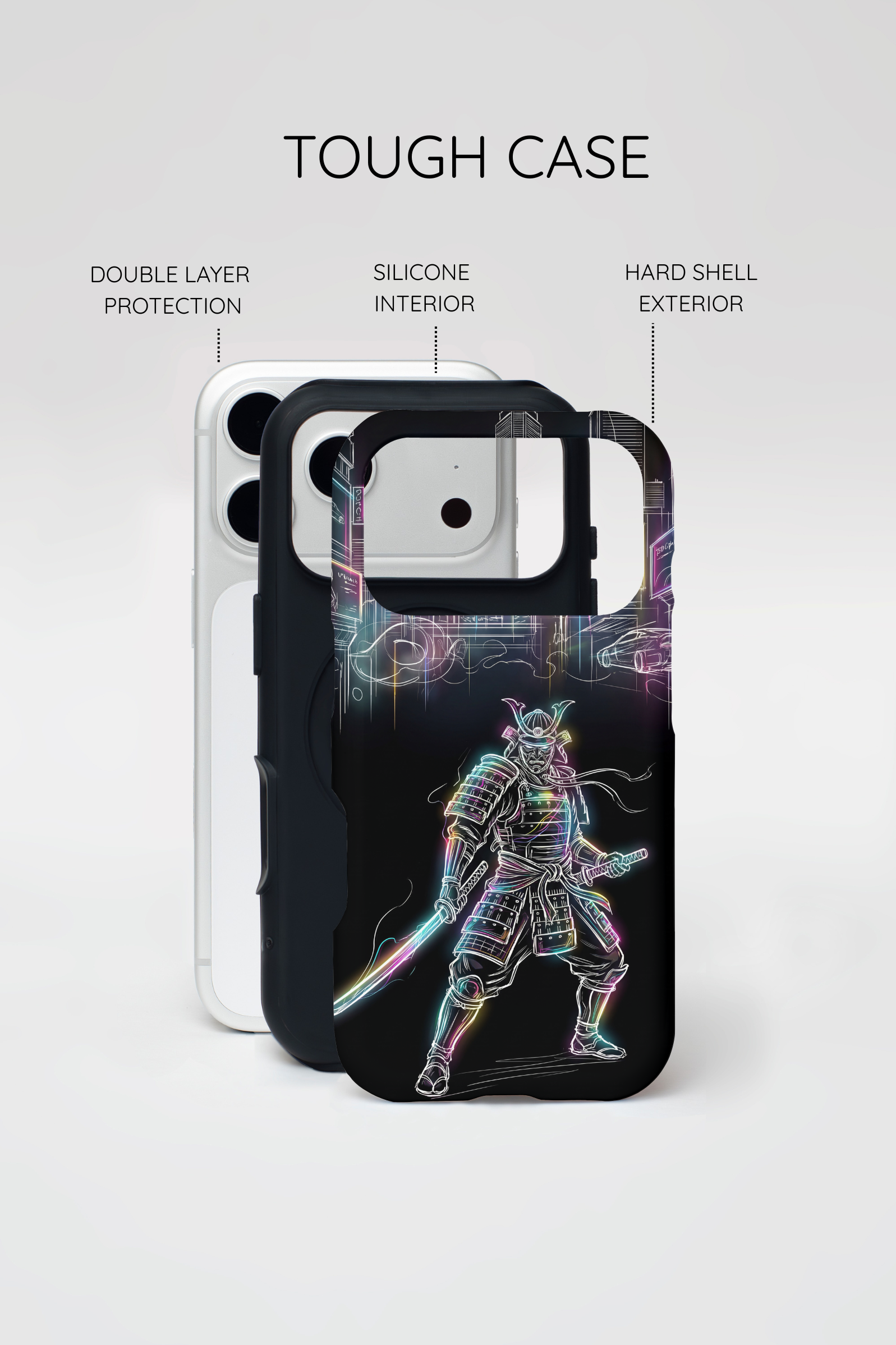 Neon Samurai iPhone Case | Cyberpunk City Armor
