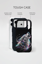 Wolf Galaxy Tough iPhone Case | Colorful Howling Wolf Space Design