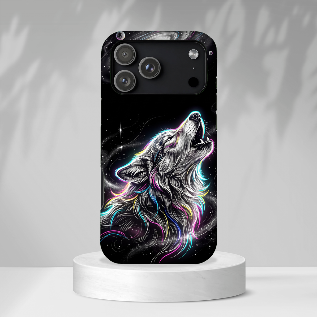 Wolf Galaxy Tough iPhone Case | Colorful Howling Wolf Space Design