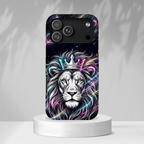 Galaxy Lion MagSafe iPhone Case | Neon Crowned Lion Protective Case