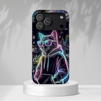 Cool Hoodie Neon Street Cat MagSafe iPhone Case