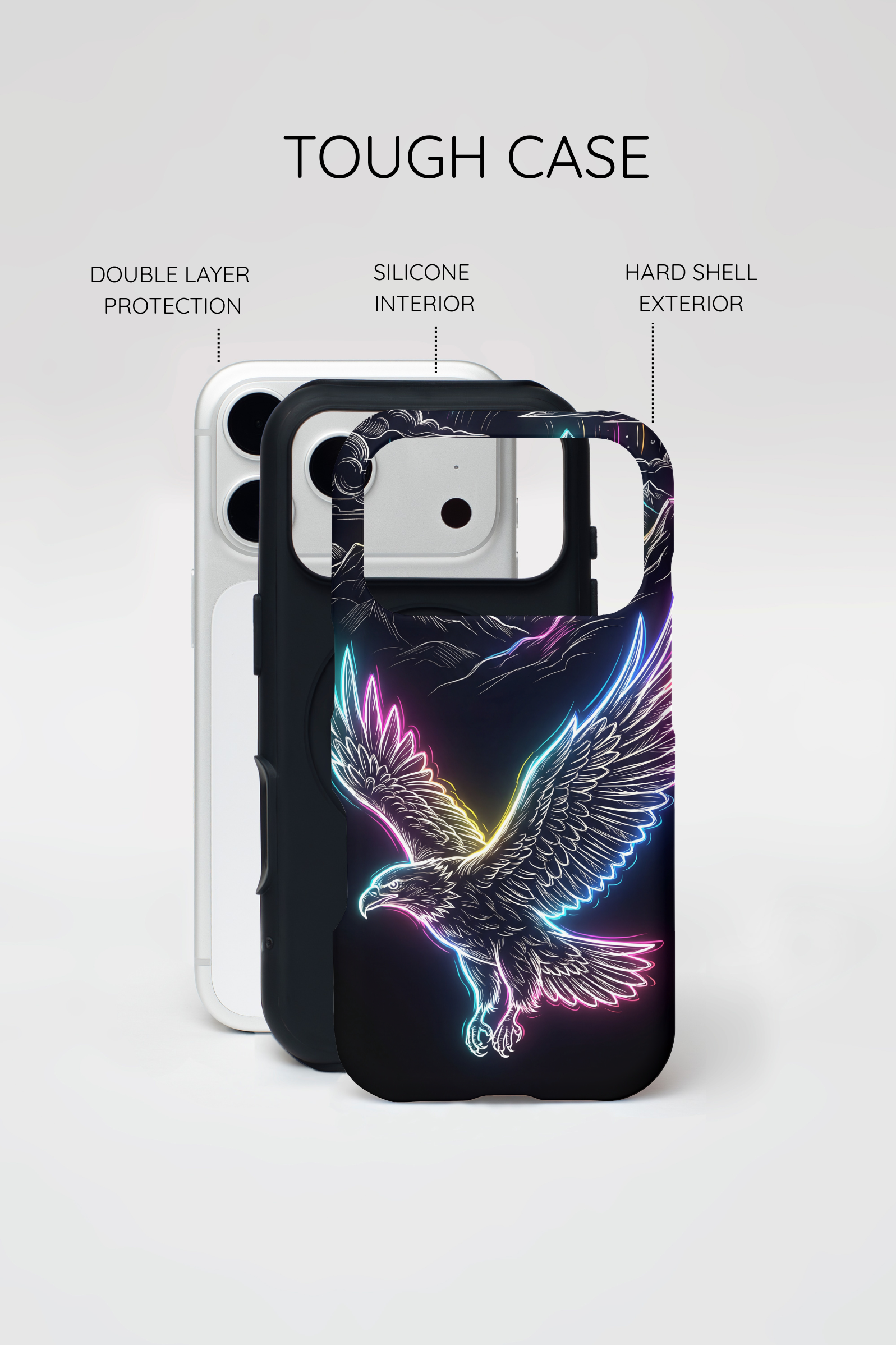 Neon Eagle MagSafe iPhone Case with Mountain Design