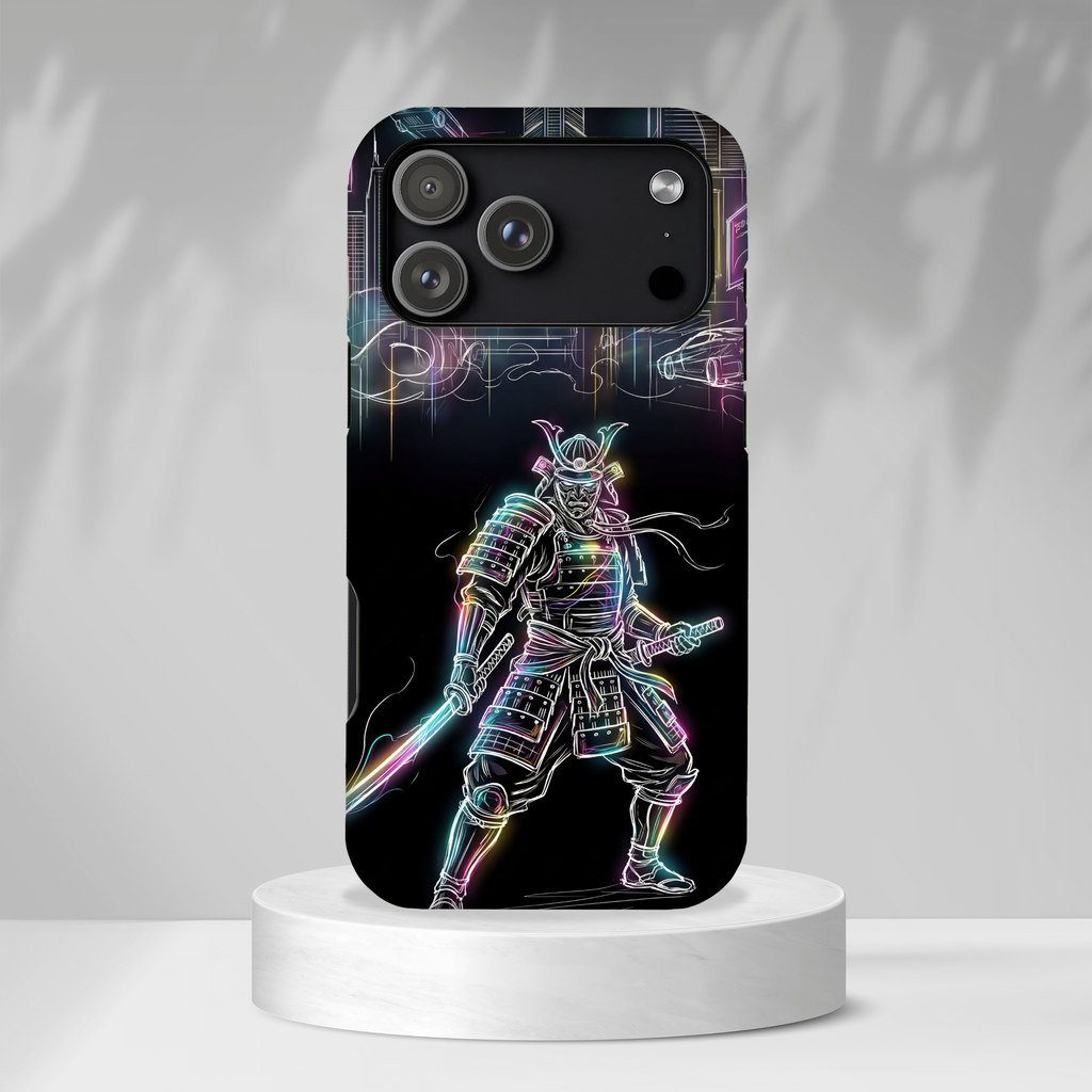 Neon Samurai MagSafe iPhone Case | Cyberpunk City Armor