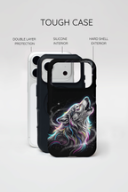 Wolf Galaxy Tough MagSafe iPhone Case | Colorful Howling Wolf Space Design
