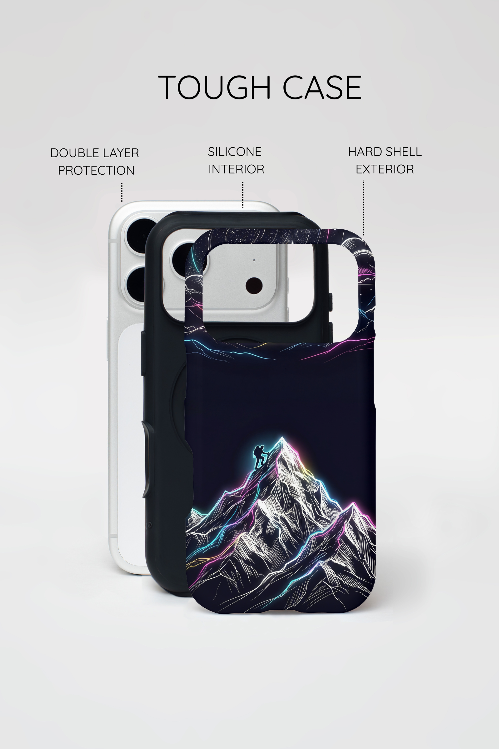 Mount Everest Neon MagSafe iPhone Case | Dark Cosmic Climber Protective Cover