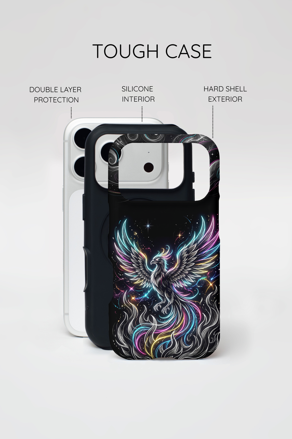 Colorful Neon Phoenix Tough MagSafe iPhone Case