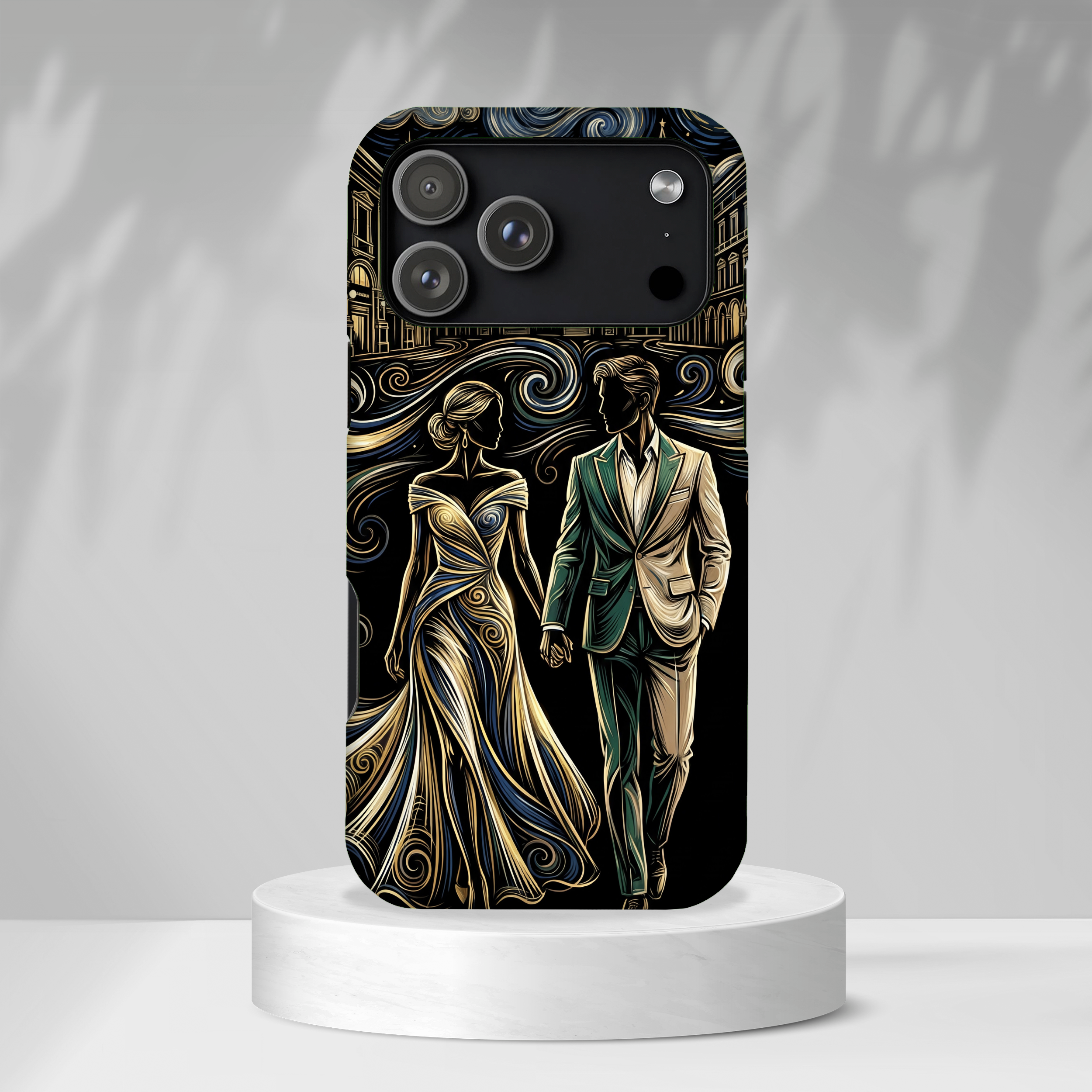 Romantic Night Walk iPhone Case | Elegant Couple Art