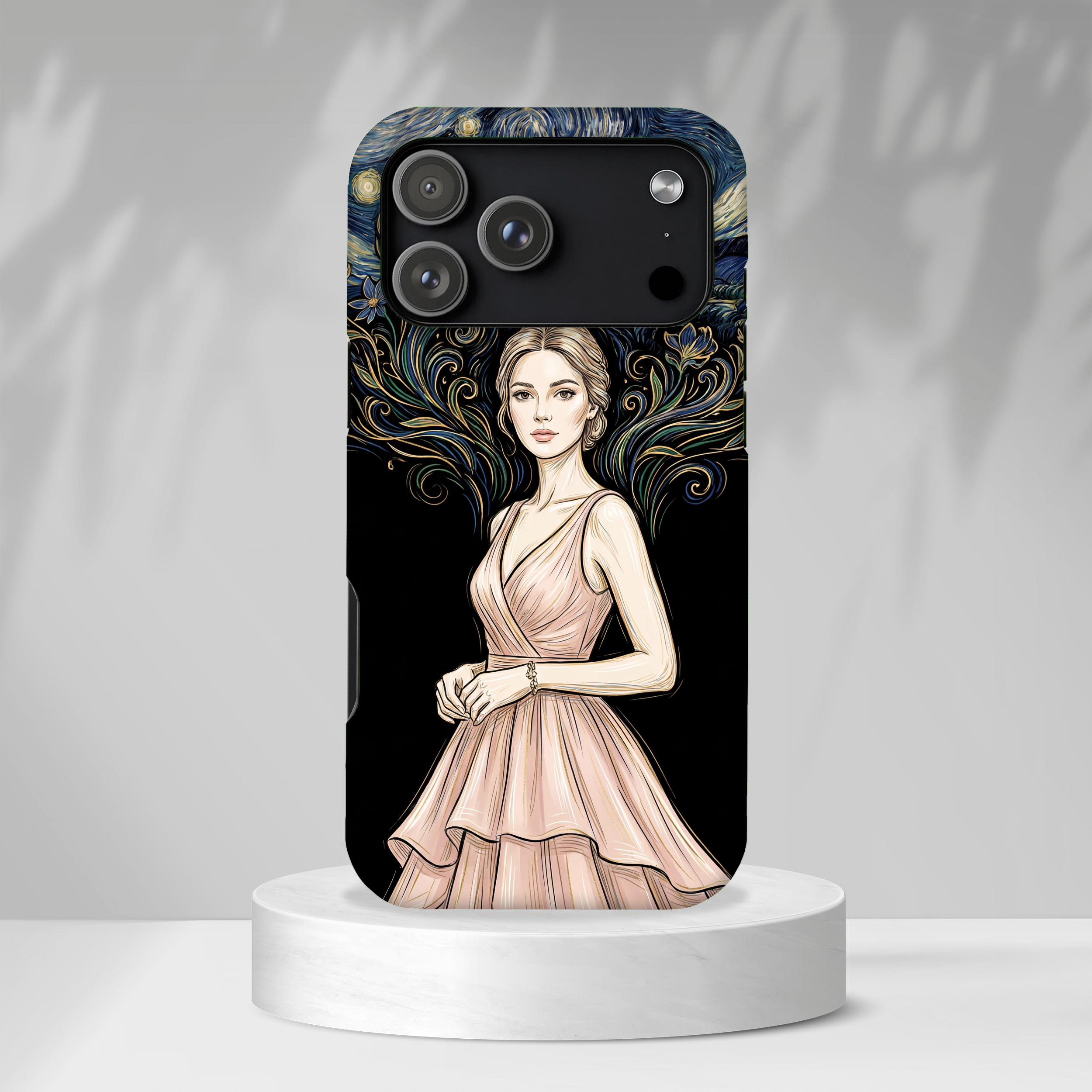 Art Nouveau Starry Night iPhone Case | Elegant Woman Illustration Tough Case