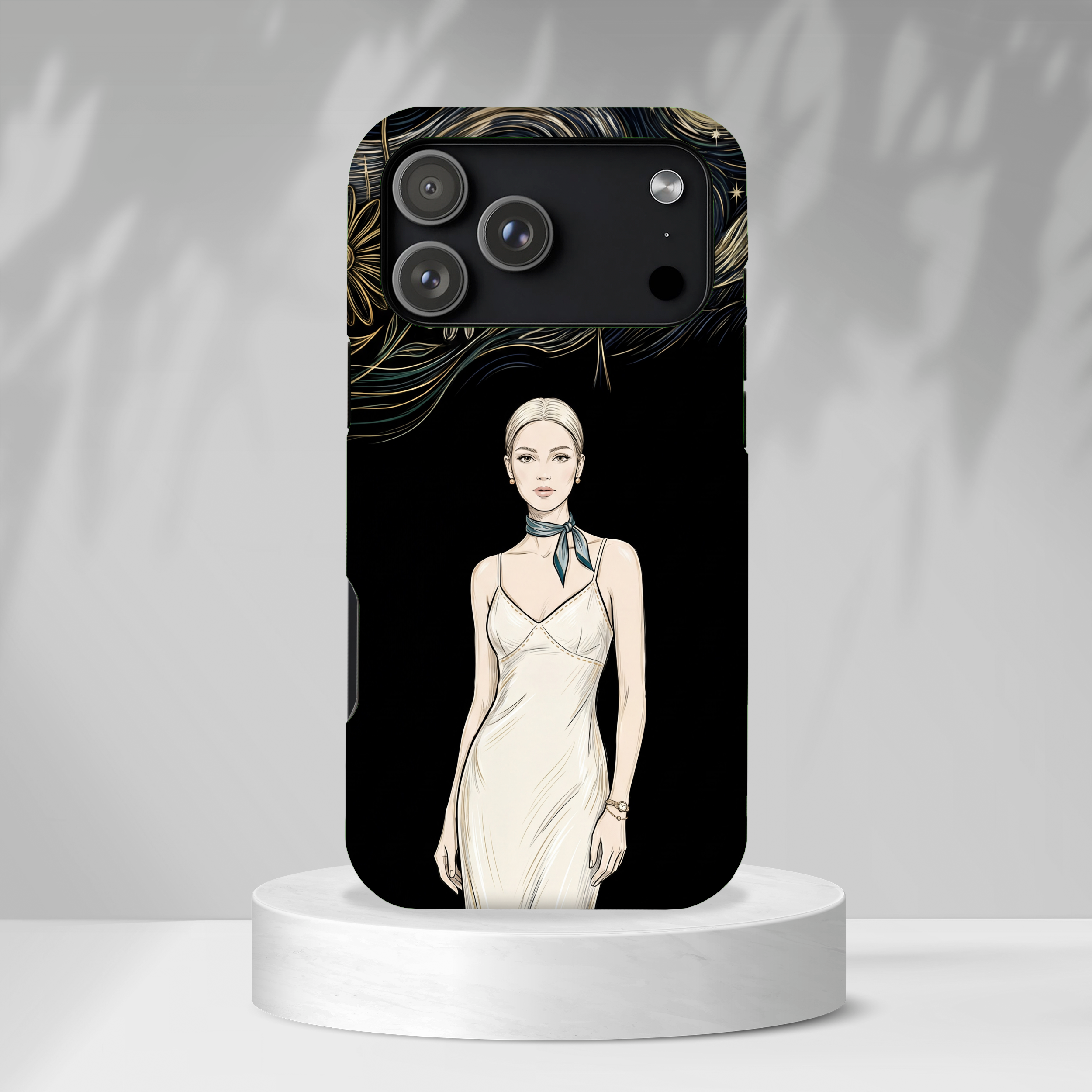 Starry Night Fashion iPhone Case | Elegant Woman Illustration