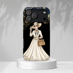 Vintage Starry Night Fashion iPhone Case | Elegant Lady in White Dress