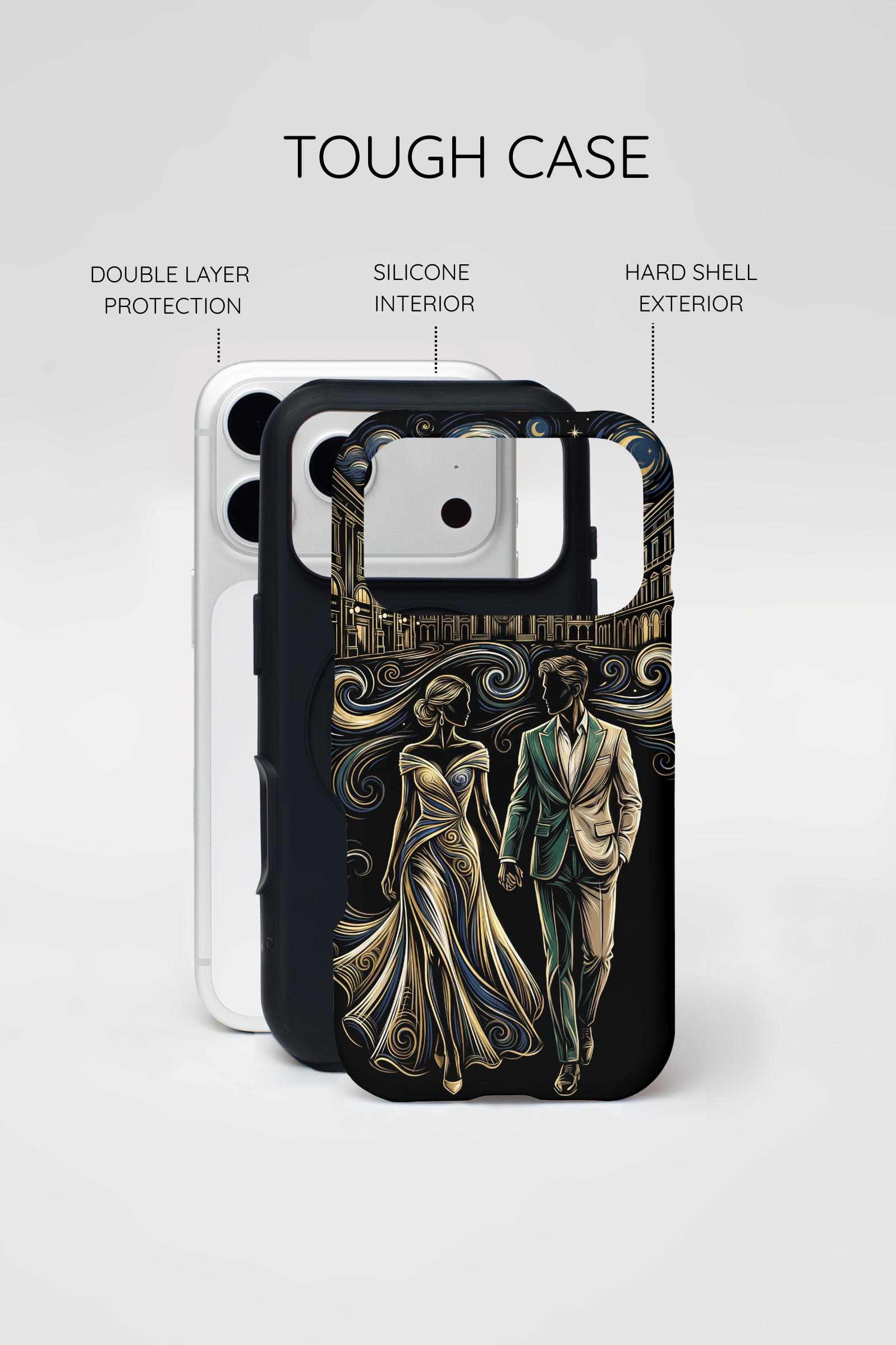 Romantic Night Walk MagSafe iPhone Case | Elegant Couple Art