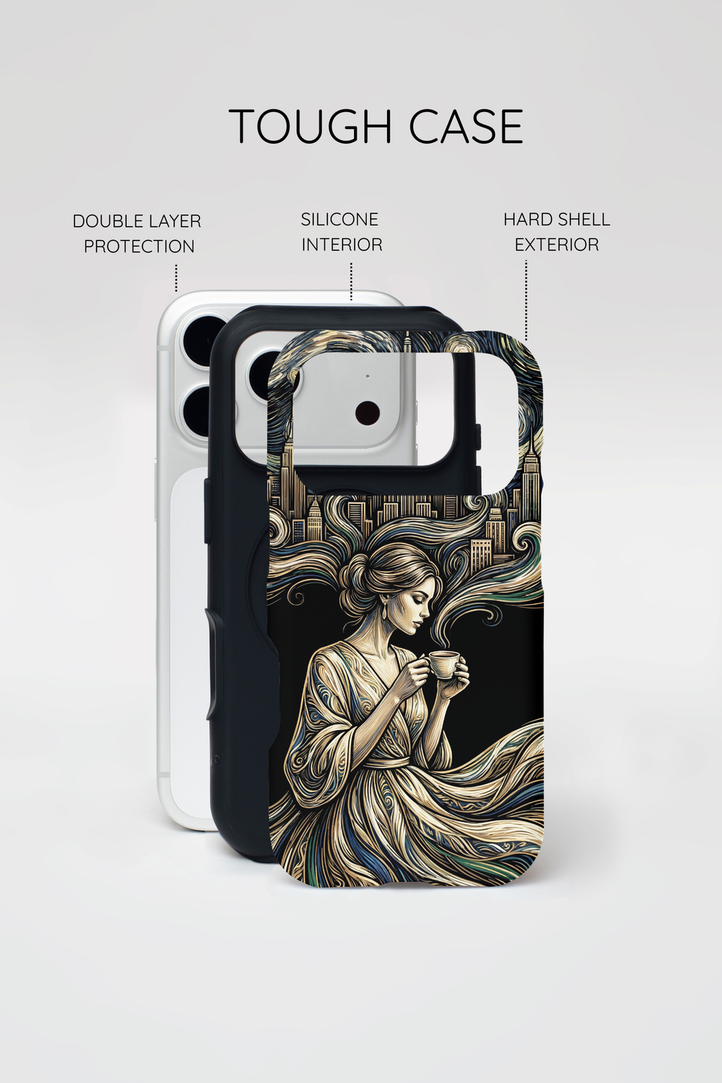 Vintage Cityscape Woman Tea Art MagSafe iPhone Case