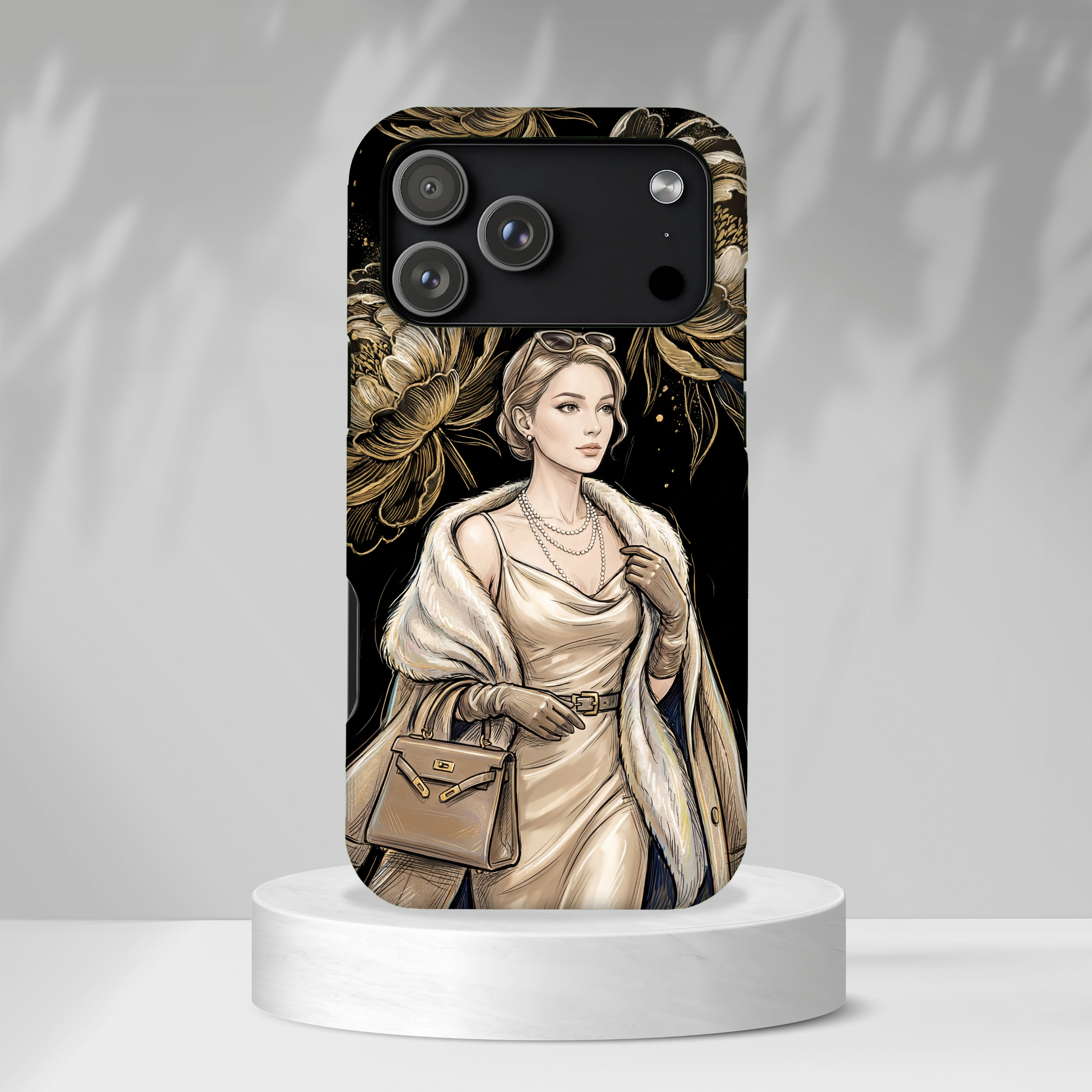 Elegant Vintage Lady Floral MagSafe iPhone Case | Chic Protective Cover for Women