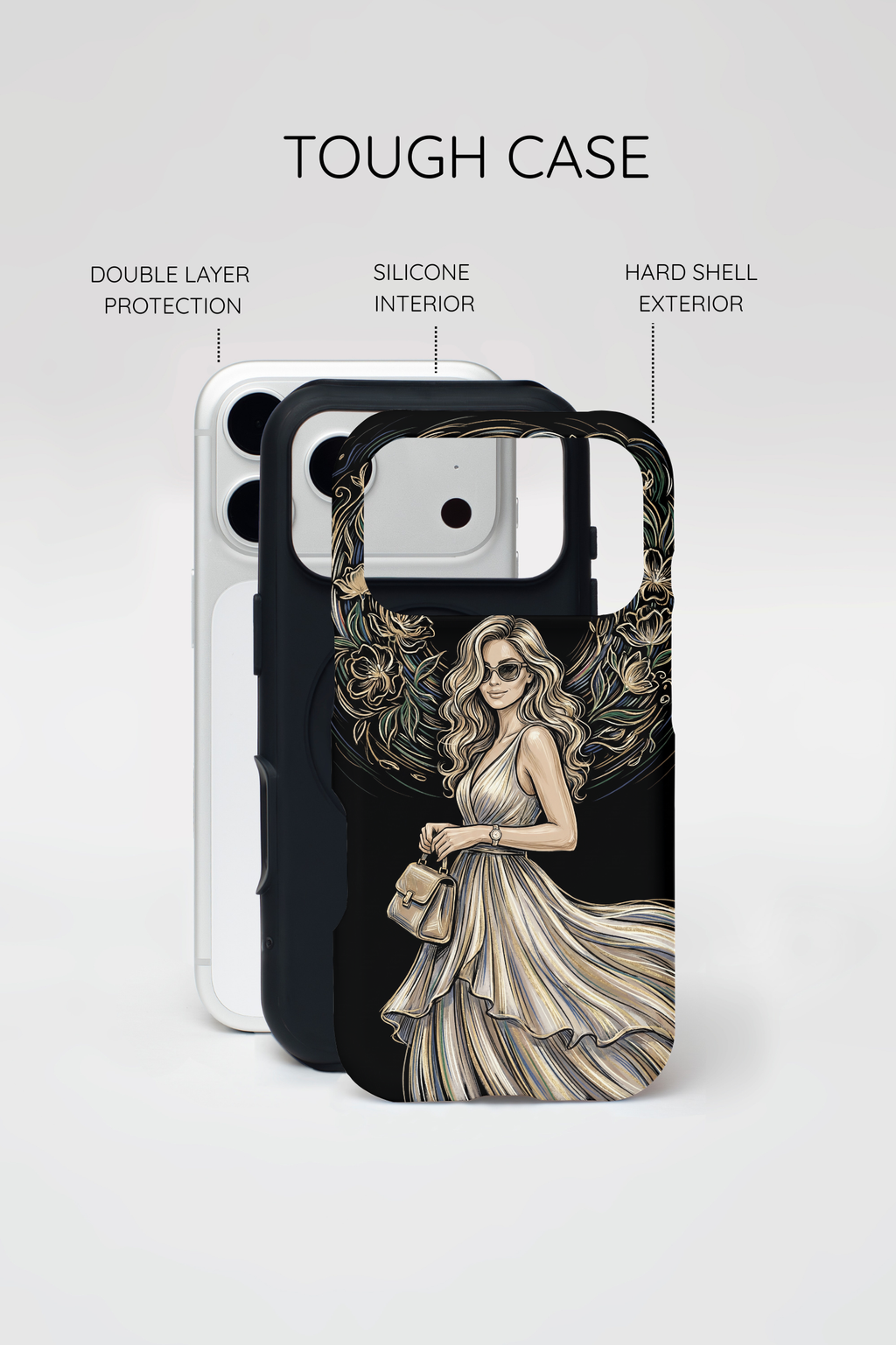 Stylish Woman Floral Wreath Tough MagSafe iPhone Case