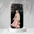 Floral Starry Night MagSafe iPhone Case | Elegant Girl in Pink Dress