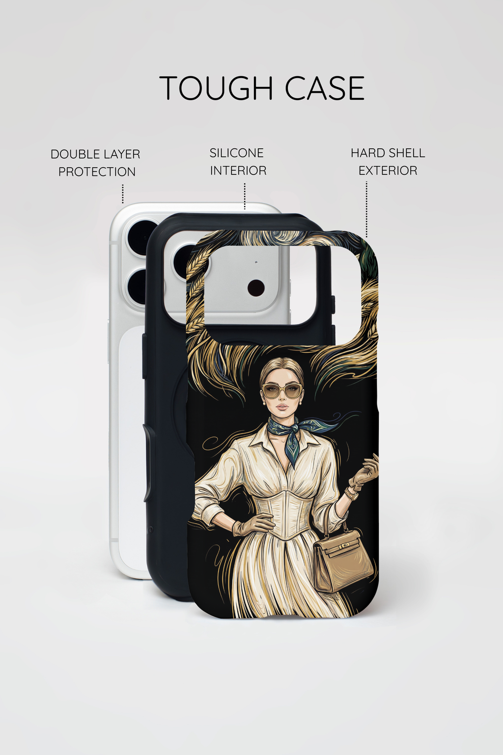 Vintage Elegance iPhone Case | Retro Woman with Flowing Golden Hair