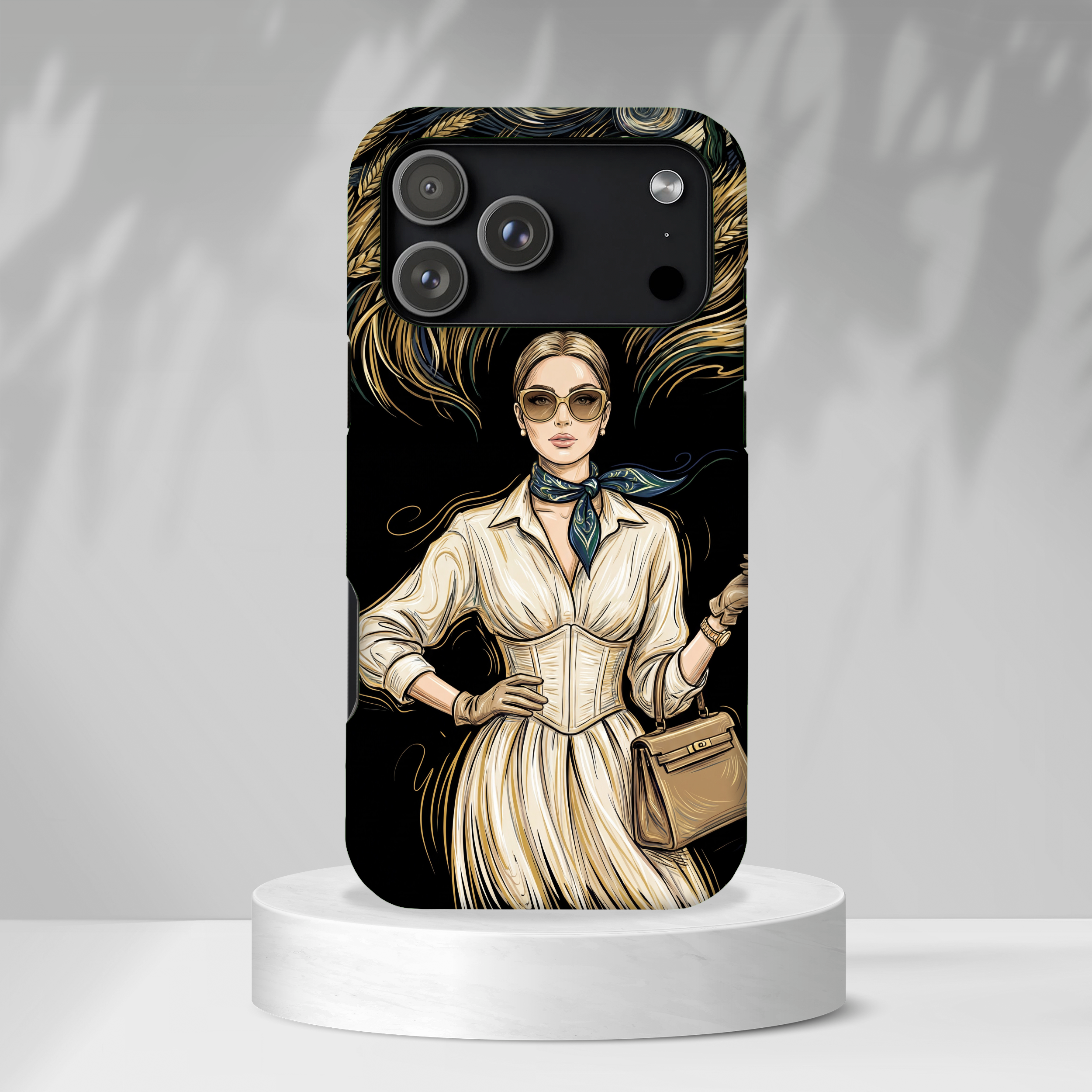 Vintage Elegance iPhone Case | Retro Woman with Flowing Golden Hair