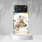 Whimsical Shopping Girl MagSafe iPhone Case | Cute Floral Butterfly Tough Case